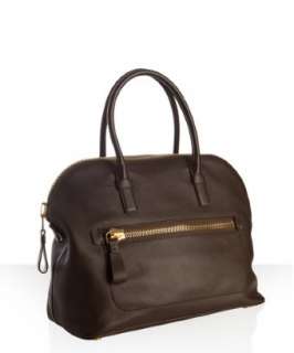 Tom Ford chocolate leather zip pocket tote  