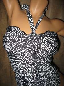 Too cute dotted bandeau halter tankini top ties at the neck for a 