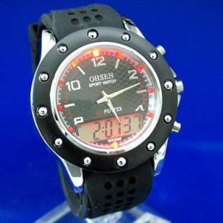 New OHSEN 7 LED Flashlight Color Mens Quartz Sport Wrist watch  