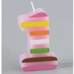  Pink Stripe 1st Birthday Molded Candle Toys & Games