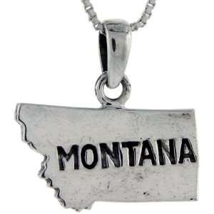  Sterling Silver Montana State Map Pendant , 13/16 in 