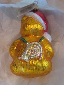 New RADKO Vintage GOLDEN BEAR Santa Gift Holiday Christmas Ornament 96 