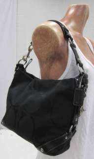 Authentic COACH Signature Black CARLY Jacquard Leather HOBO Bag 19792M 