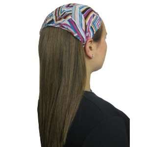    Pink Colorful Striped Summer Wide Pre Tied Headband