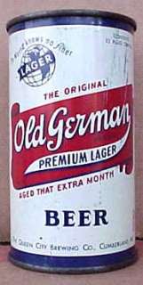 OLD GERMAN BEER Flat Top Can Globe Cumberland, MARYLAND  