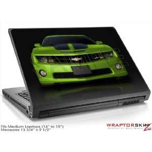  Medium Laptop Skin 2010 Chevy Camaro Green Black Stripes 