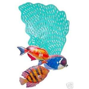  METAL ART CORAL AND 3 FISH WALL SCULPTURE