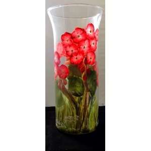   Tennessee Mountain Artist Pat Rader. Floral Design Clear Glass Vase