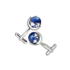   Leslie Sterling Silver Functional Spinning Globe Cufflinks Jewelry