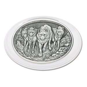  Wolf Oval Glass Paperweight