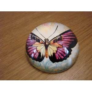   Company Purple Butterfly Botanical Glass Paperweight 