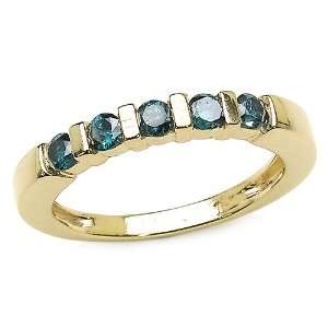  0.49 Carat Genuine Blue Diamond 14K Yellow Gold Ring 