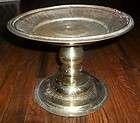   etched brass persian moroccan middle eastern pedestal dish tray