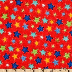  45 Wide Starlight Stars Flannel Red Fabric By The Yard 