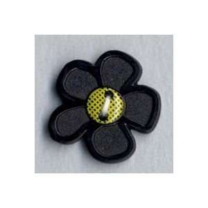  Button 2 hole Black Flower