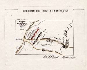 1864 Civil War map of 3rd Battle of Winchester, VA  