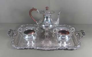   Old English Reproduction 5pc Tea Set w/Waiters Tray Mts/Rogers  