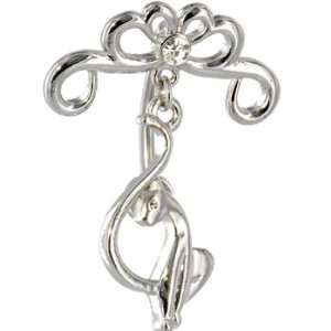  Silver Baby Phat Top Mount Crystal Fan Belly Ring Jewelry