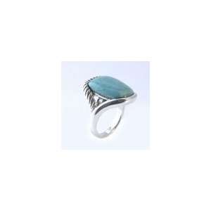  Barse Sterling Silver Turquoise Oblong Rope Ring, 8 