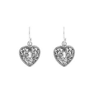  Barse Sterling Silver Beaded Scroll Heart Earring Jewelry