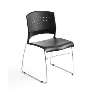 Boss Black Stack Chair With Chrome Frame, 1Pc Pack 