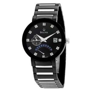   Bulova Mens 98D109 Diamond Accented Black Dial Bracelet Watch Bulova