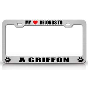 MY HEART BELONGS TO A GRIFFON Dog Pet Steel Metal Auto License Plate 