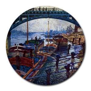  The Coal Carrier By Claude Monet Round Mouse Pad Office 