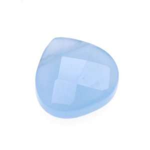  Misty Blue Faceted Glass Top Drilled Heart Briolette 
