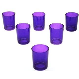 72 Pieces Purple Glass Votive Candle Holders + 72 Pieces White Votive 