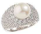 Epiphany Platinum Clad Diamonique Cultured Pearl Ring   Size 5 & 7
