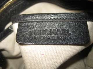 MICHAEL KORS Black Leather Brown Trim Boston Satchel Handbag Purse 