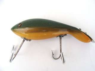 VINTAGE HEDDON WOOD GLASS EYES TAD POLLY FISHING LURE RD  
