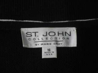 St John collection knit black suit jacket blazer size 14 16  