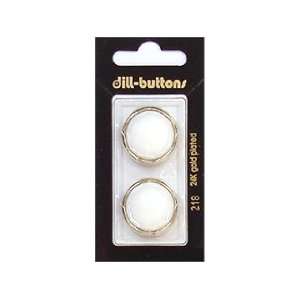   Dill Buttons 23mm Shank White/Gold Metal 2 pc (6 Pack)