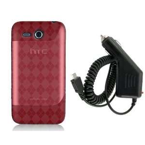 HTC FREESTYLE F5151   RED TRANSPARENT CHECKER TPU SKIN 