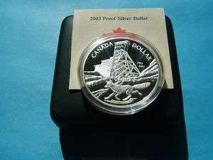 2003 WOLF MINING CANADA 925 SILVER PROOF $1 COIN  