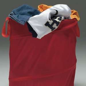   Solid Print Nylon Bongo Bag Clothes Hamper Red