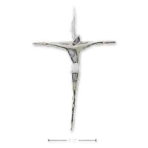  Sterling Silver Free Form Modern Crucifix Charm 