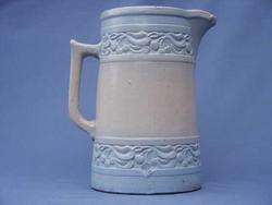 Red Wing Cherry Band Blue & White Stoneware Pitcher  