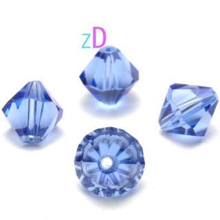 M2110 15pcs Faceted Blue Crystal Glass Bicone Bead 10mm  