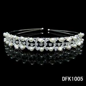   Bridal Pearl Crystal Pageant tiara crown Headband FK1005  