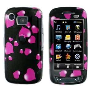  Black with Pink Falling Heart Snap on Hard Skin Faceplate 