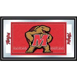 Maryland University Logo and Mascot Framed Mirror   Game Room Products 
