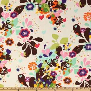  44 Wide Spring Fever Funky Floral White Fabric By The 