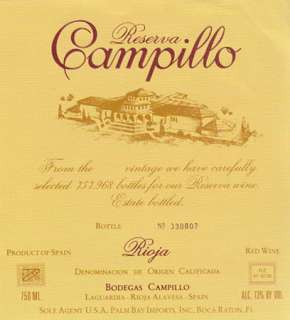 Bodegas Campillo Reserva Rioja 1996 