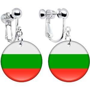 Bulgaria Flag Clip on Earrings