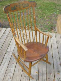   Company Folk Art Wood Rocking Rocker Chair Painted Cornucopia Design