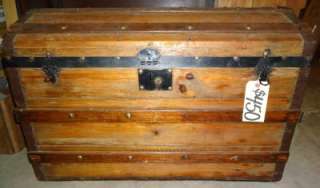 Antique Wooden Dome Top Trunk  