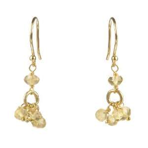 Gold Plated Sterling Silver Linked Chain and Citrine Cluster Earring